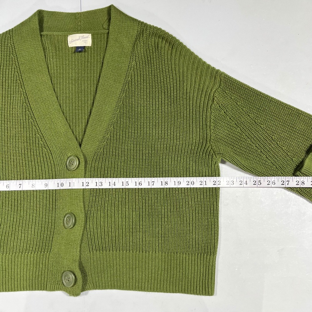 Womens Granola Fisherman 90s Grunge Olive Green Cotton Cardigan Sweater Medium - Picture 4 of 7